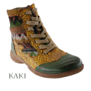 Bottines Kaki Motifs Ethniques - Style et Originalité